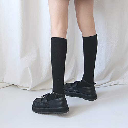 LANKOULI Lolita Zapatos Estilo Universitario Zapatos Dulces Cabeza Redonda Fondo Grueso Uniforme Zapatos De Niña Zapatos De Arco De Cuero Cosplay Lolita 37