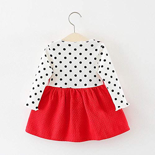 LANSKIRT Ropa de Recién Nacido Infantil bebé niñas Vestido Estampado de Flores del Arco Princesa Vestido de Manga Larga Otoño e Invierno Jumpsuit (1_Rojo, 0-6 Mes)