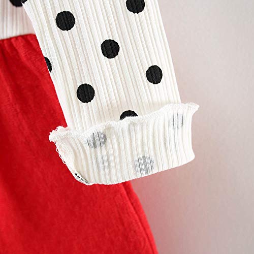 LANSKIRT Ropa de Recién Nacido Infantil bebé niñas Vestido Estampado de Flores del Arco Princesa Vestido de Manga Larga Otoño e Invierno Jumpsuit (1_Rojo, 0-6 Mes)