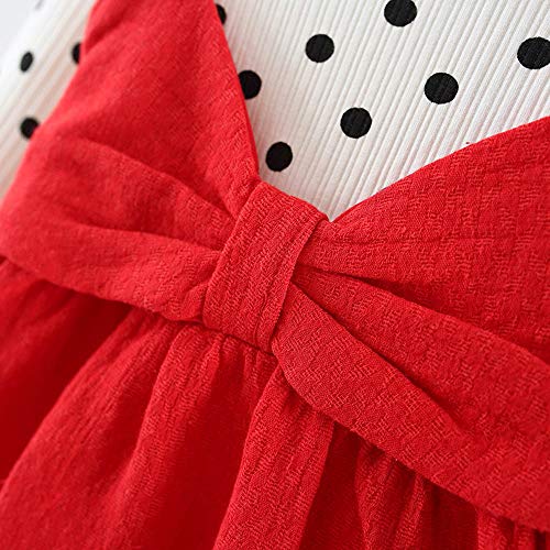 LANSKIRT Ropa de Recién Nacido Infantil bebé niñas Vestido Estampado de Flores del Arco Princesa Vestido de Manga Larga Otoño e Invierno Jumpsuit (1_Rojo, 0-6 Mes)
