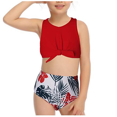 LANSKIRT_Bikinis Conjuntos de Bikini Niñas Pequeños Trikini Biquini Vikinis Baño Anudado Ropa de Playa Traje de Baño Dividido de Cintura Alta con Estampado Bañador Bañadores