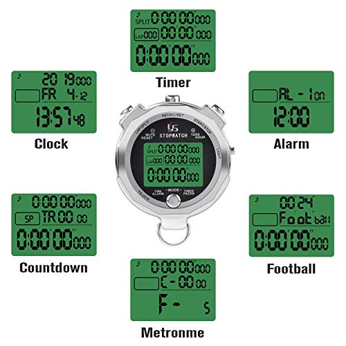 LAOPAO cronómetro, 1/100 segundos precisión 100 recuerdos diarios impermeable con función de luz y modo de silencio para deportes al aire libre correr