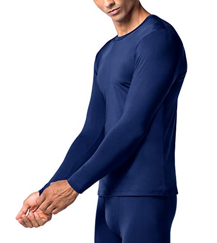 LAPASA Camiseta Térmica, Pack de 2 Manga Larga para Hombre. -Brushed Back Fabric Technique- M09 (L (Largo 72, Manga 60, Pecho 105 cm), Navy Blue (Azul Marino))