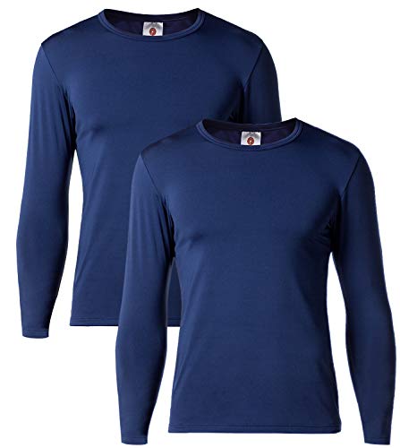 LAPASA Camiseta Térmica, Pack de 2 Manga Larga para Hombre. -Brushed Back Fabric Technique- M09 (L (Largo 72, Manga 60, Pecho 105 cm), Navy Blue (Azul Marino))