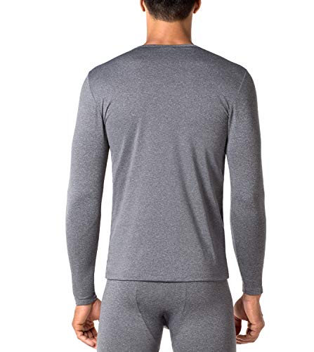 LAPASA Camiseta Térmica, Pack de 2 Manga Larga para Hombre. -Brushed Back Fabric Technique- M09 (XL (Largo 75, Manga 62, Pecho 112-117 cm), Dark Grey (Gris Oscuro))