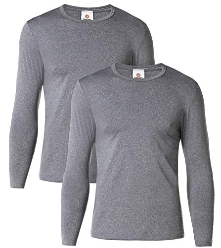 LAPASA Camiseta Térmica, Pack de 2 Manga Larga para Hombre. -Brushed Back Fabric Technique- M09 (XL (Largo 75, Manga 62, Pecho 112-117 cm), Dark Grey (Gris Oscuro))