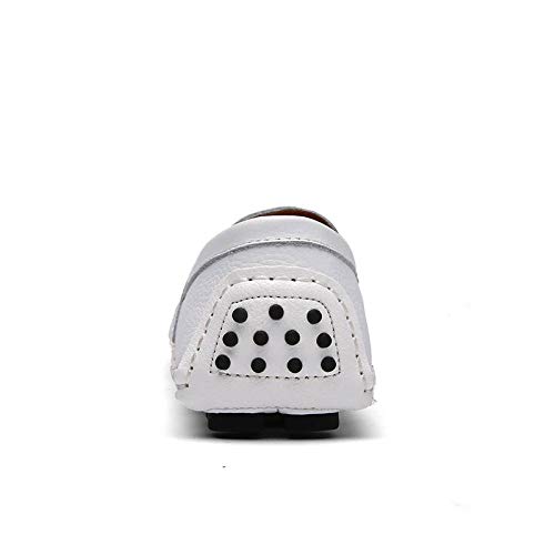 Lapens - Mocasines casuales para hombre de piel auténtica, transpirables, de moda, color Blanco, talla 42.5 EU