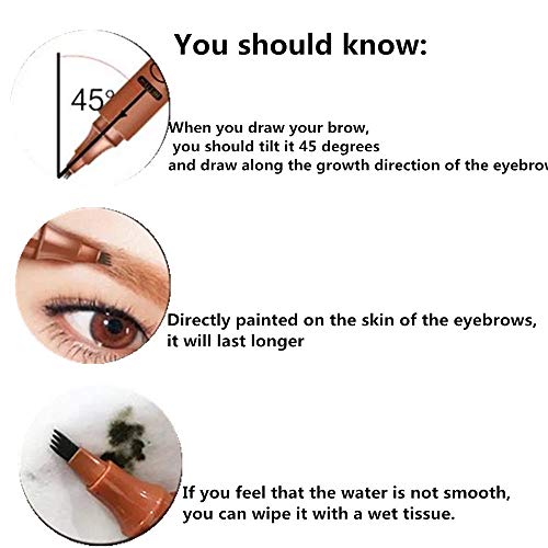 Lápiz De Cejas Líquido, Maquinilla De Afeitar Y 3 Moldes De Cejas, Pluma De Tatuaje 3D Duradera Waterproof Y Resistente Al Sudor(Gris) 03