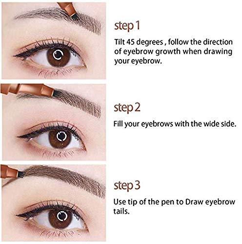 Lápiz De Cejas Líquido, Maquinilla De Afeitar Y 3 Moldes De Cejas, Pluma De Tatuaje 3D Duradera Waterproof Y Resistente Al Sudor(Marrón claro)01