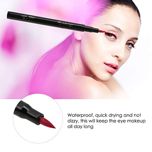 Lápiz delineador de ojos, Herramienta cosmética para maquillaje de ojos, líquido, delineador de ojos, líquido, duradero y duradero (06# rojo)
