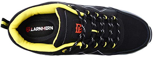 LARNMERN Zapatos de Seguridad para Hombre, Puntas de Acero Antideslizantes SRC Anti-Piercing Zapatos de Trabajo (39 EU Gris)
