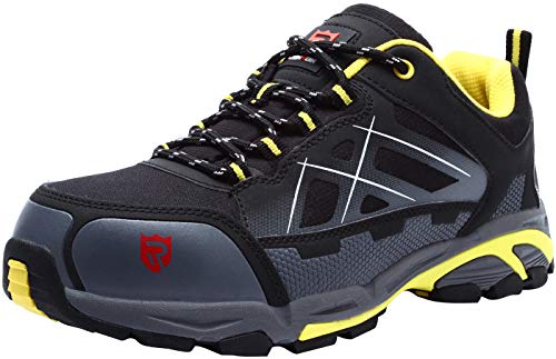 LARNMERN Zapatos de Seguridad para Hombre, Puntas de Acero Antideslizantes SRC Anti-Piercing Zapatos de Trabajo (39 EU Gris)