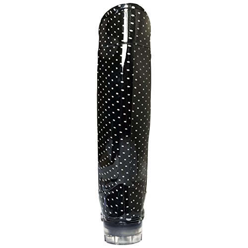 Las señoras para mujer Botas de agua nieve Festival de la Lluvia Wellington Botas punto negro,Tamaño 41 EU