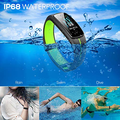 LATEC Pulsera Actividad [Última Versión], Pulsera de Actividad Inteligente Pantalla Color Reloj con Pulsómetro Impermeable IP68 Podómetroómetro-Pantalla Deslizante