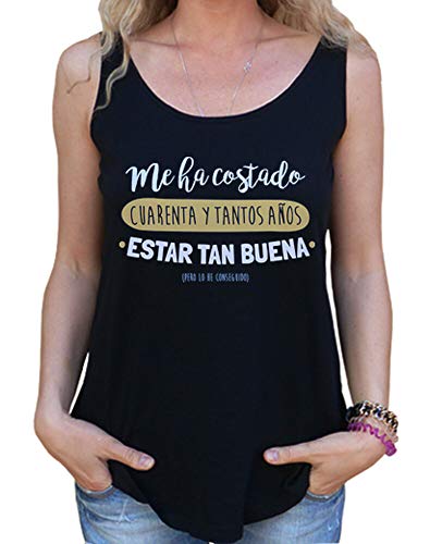 latostadora - Camiseta Cuarenta y Tantos para Mujer Negro L