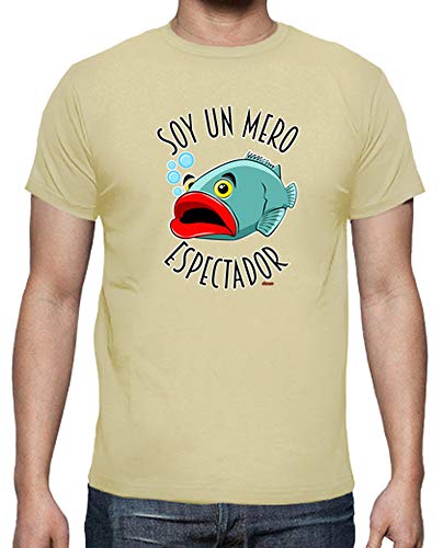 latostadora - Camiseta Soy un Mero Espectador para Hombre Crema S