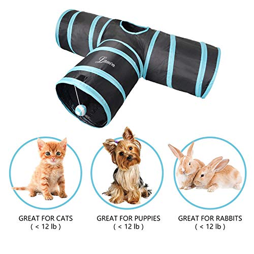 Lauva Túnel de juguete plegable para gatos, 3 caminos para el entretenido el ejercicio y jugar, contiene catnip, ideal para conejos, gatos y perros