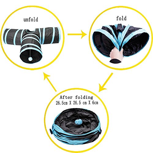 Lauva Túnel de juguete plegable para gatos, 3 caminos para el entretenido el ejercicio y jugar, contiene catnip, ideal para conejos, gatos y perros