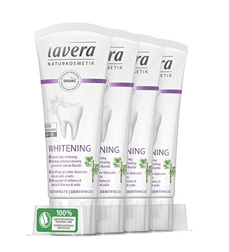 lavera 109345 - Pasta De Dientes Blanqueadora Vegano y Natural 100%, 4 x 75 ml