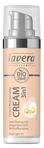 lavera 3en1 Tinted Moisturising Cream Q10 -Ivory Light 01- Crema hidratante ∙ Base de maquillaje ∙ Aloe Vera ∙ Vegan ✔ Cosmética Natural ✔ Bio ✔ Maquillaje Organico 100% Certificado (30 ml)