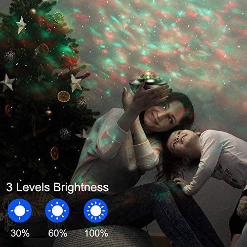 LBell Lámpara Proyector, Lámpara de Nocturna Estrellas & Océano 2 in 1 con Rotación y Música, Temporización y Remoto Bluetooth 10 Modos de Luz planetario proyector estrellas para Cumpleaños y Fiesta