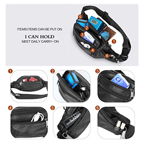 Leathario Bolso de Cintura Riñonera de Marcha y Running Acampada para Hombres Deporte Viaje al Aire Libre (Negro 3)