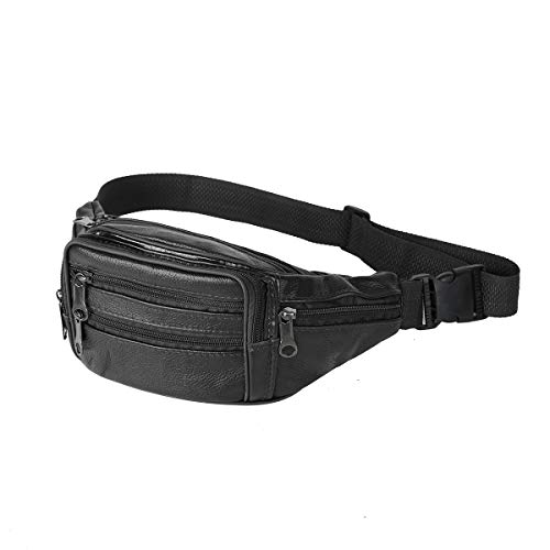 Leathario Bolso de Cintura Riñonera de Marcha y Running Acampada para Hombres Deporte Viaje al Aire Libre (Negro 3)