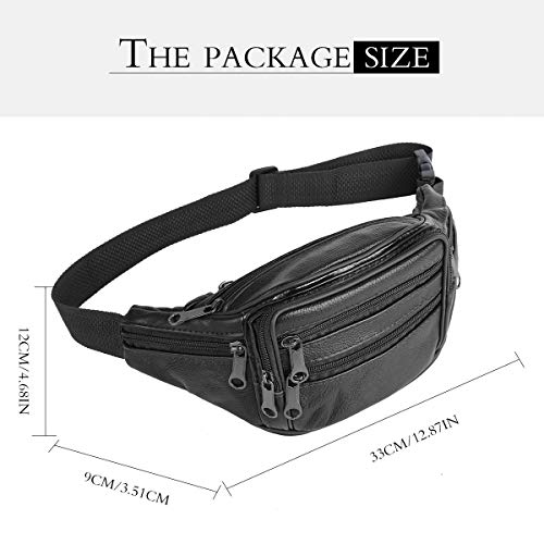Leathario Bolso de Cintura Riñonera de Marcha y Running Acampada para Hombres Deporte Viaje al Aire Libre (Negro 3)