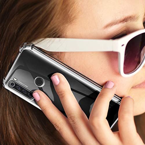 Leathlux Funda Xiaomi Redmi Note 8T + 2 Pack Cristal Templado Protector de Pantalla Xiaomi Redmi Note 8T, Ultra Fina Silicona Transparente TPU Carcasa Anti-Choque Anti-arañazos Cover Redmi Note 8T