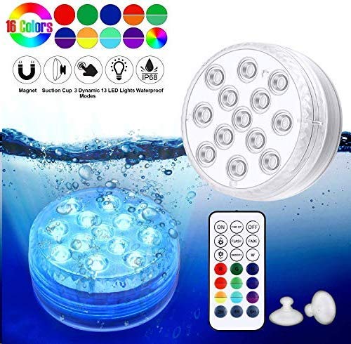 Led Luz Sumergible,Luces Para Piscinas,Impermeable Rgb Color Luces Led,Con Ventosas Iman Y Mando A Distancia,Para JardíN/Acuario/Florero/BañEra/Piscina