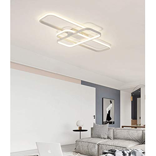 LED Salon Lámpara de Techo Decor Square Restaurante Luz de Techo Rectángulo Diseño Moderna Regulable Control Remoto Calida Blanca Luz Dormitorio Lampara Techo Cocina Creativa Araña de Techo Acrílico