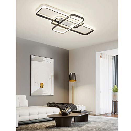 LED Salon Lámpara de Techo Square Restaurante Luz de Techo Rectángulo Diseño Moderna Regulable Control Remoto Marrón Dormitorio Lampara Techo Cocina Creativa Araña de Techo Acrílico Pantalla negro 120