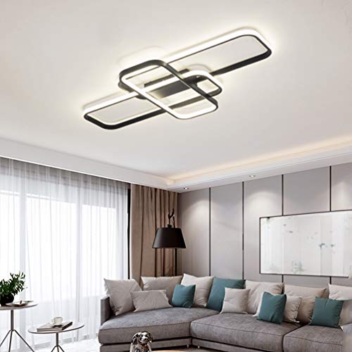 LED Salon Lámpara de Techo Square Restaurante Luz de Techo Rectángulo Diseño Moderna Regulable Control Remoto Marrón Dormitorio Lampara Techo Cocina Creativa Araña de Techo Acrílico Pantalla negro 120