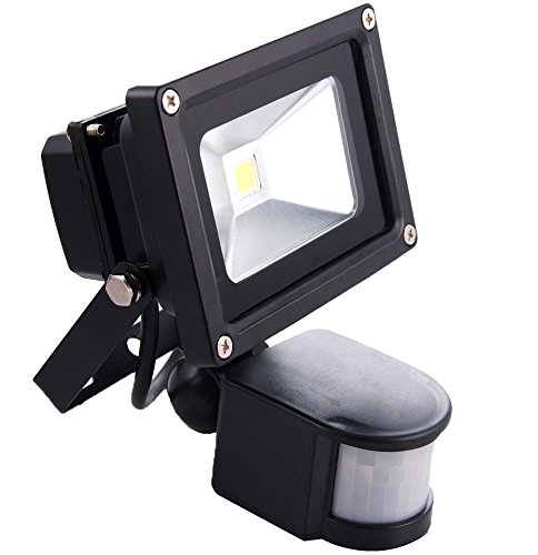 Leetop Proyector LED lámpara de 10 W con detector de Movement, IP65 PIR exterior lámpara de Sensor de infrarrojos humano, AC85 V-265 V, 120 grados Ángulo de haz, Blanco cálido, 20 unidades 10.00 wattsW, 230.00 voltsV