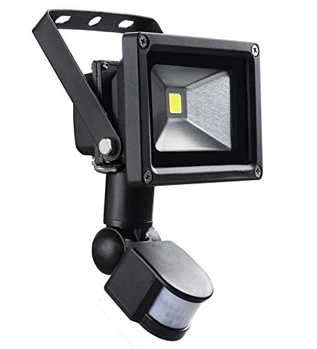 Leetop Proyector LED lámpara de 10 W con detector de Movement, IP65 PIR exterior lámpara de Sensor de infrarrojos humano, AC85 V-265 V, 120 grados Ángulo de haz, Blanco cálido, 20 unidades 10.00 wattsW, 230.00 voltsV