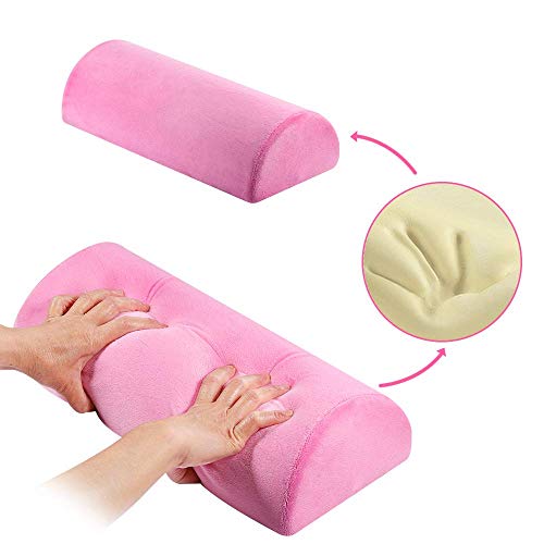 LEEYYO Almohada de espuma viscoelástica rosa para cuello, espalda, lumbar, columna vertebral, rodilla, alivio del dolor, media luna