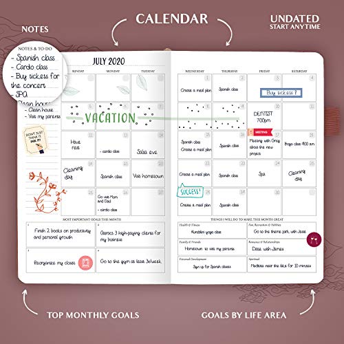 Legend Planner - Planificador de vida semanal y mensual de lujo para alcanzar tus metas y vivir más feliz en 2019. Organizador, cuaderno de productividad - A5, Sin fecha (Oro rosa)