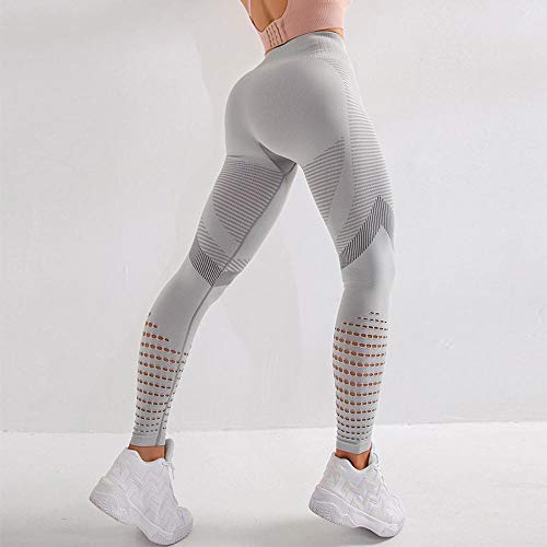 Leggings Leggings Casuales De Mujer Fitness Cintura Alta Push Up Patchwork Ahuecado Spandex Leggin Seamless Femme Leggings M Gris