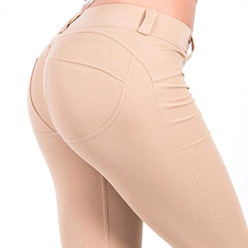 Leggings Leggings Sólidos De Mujer Fitness Cintura Baja Push Up hasta El Tobillo Leggin De Poliéster Casual Femme Leggings XL Caqui