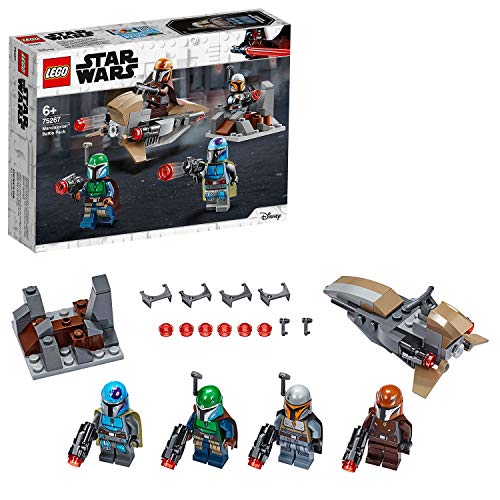LEGO Star Wars - Pack de Combate: Mandalorianos, Juguete Basado en el Universo de la Guerra de las Galaxias, Incluye un Vehículo Espacial y Armas de Juguete (75267)