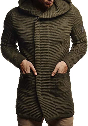 Leif Nelson Hombres Chaqueta de Punto Chaqueta de la Capilla LN-7180 Caqui X-Large