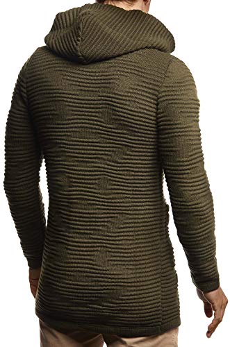Leif Nelson Hombres Chaqueta de Punto Chaqueta de la Capilla LN-7180 Caqui X-Large