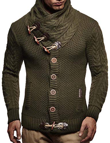 LEIF NELSON LN4195 suéter Hombres suéter con Capucha de la Chaqueta con Capucha Longsleeve Chaqueta Sudadera Talla L