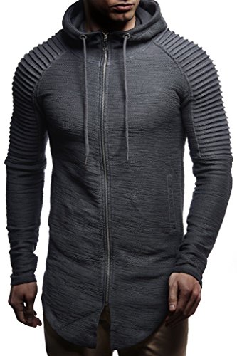 Leif Nelson Los Hombres Sudan la Chaqueta con Capucha de la Chaqueta LN-8149 Antracita Medium