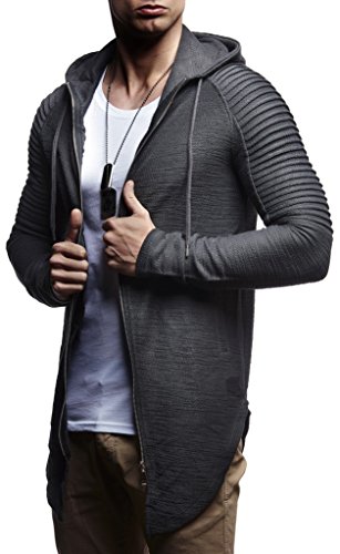 Leif Nelson Los Hombres Sudan la Chaqueta con Capucha de la Chaqueta LN-8149 Antracita Medium