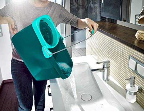 Leifheit Set de fregona rotatoria Clean Twist Disc Mop, fregona giratoria y cubo, set de limpieza con sistema de regulación de la humedad