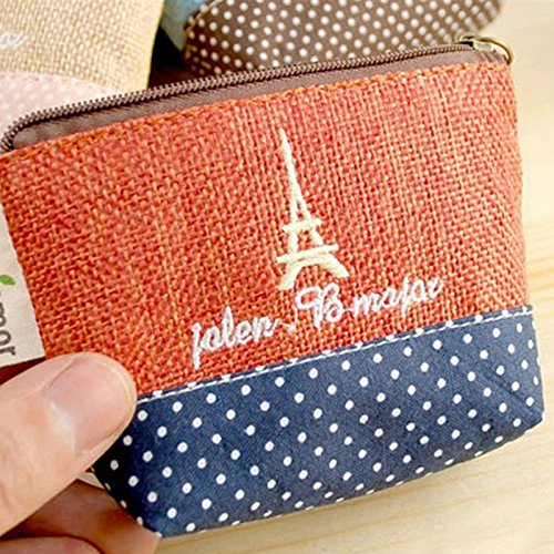 Leisial 5 Piezas Mujeres Pequeño Monedero Algodón de Lino Cremallera Clave Bolso Paquete de Almacenamiento Bolsa de Maquillaje 11 * 9cm