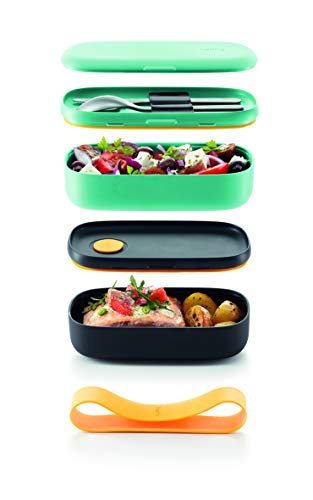 Lékué LunchBox To Go - Recipiente hermético para transportar y conservar alimentos, Polipropileno, Turquesa