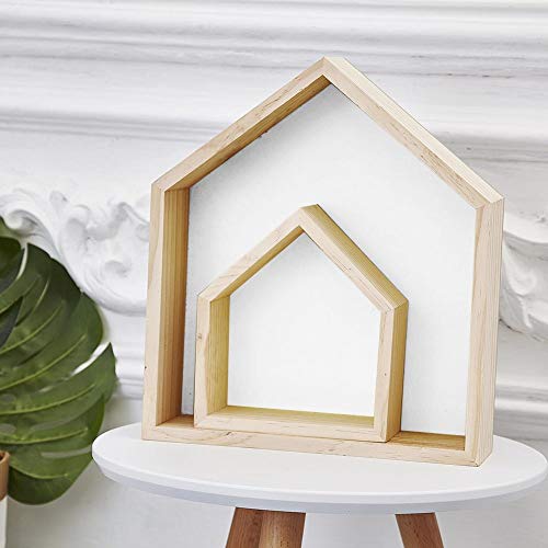 Lembeauty - Juego de 2 estantes de madera con forma de casa