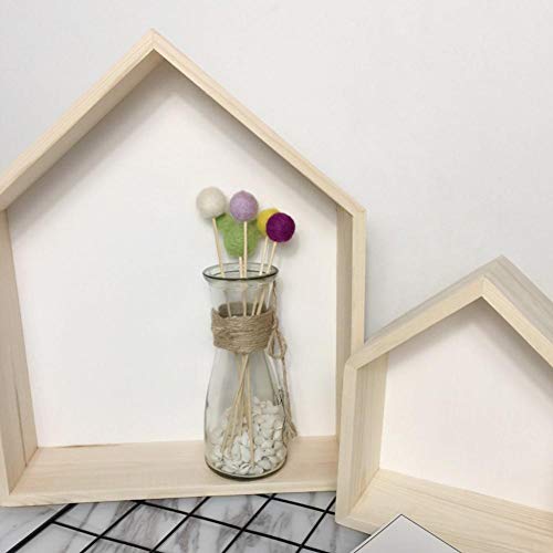 Lembeauty - Juego de 2 estantes de madera con forma de casa